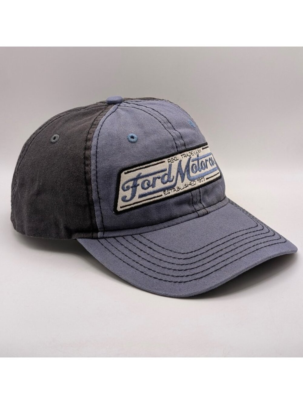 Ford Motor Company Hat Cap Snapback Blue Gray Trucker Retro Mechanic Auto